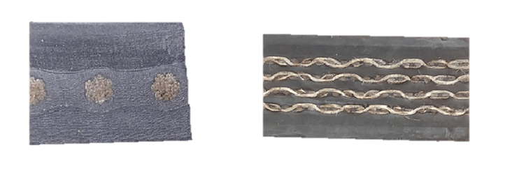 Steel cord and fabric conveyor belt